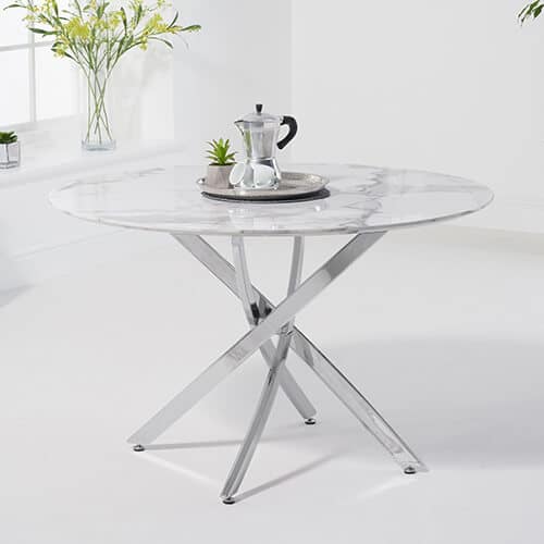 Meja Makan Marmer Bulat Minimalis