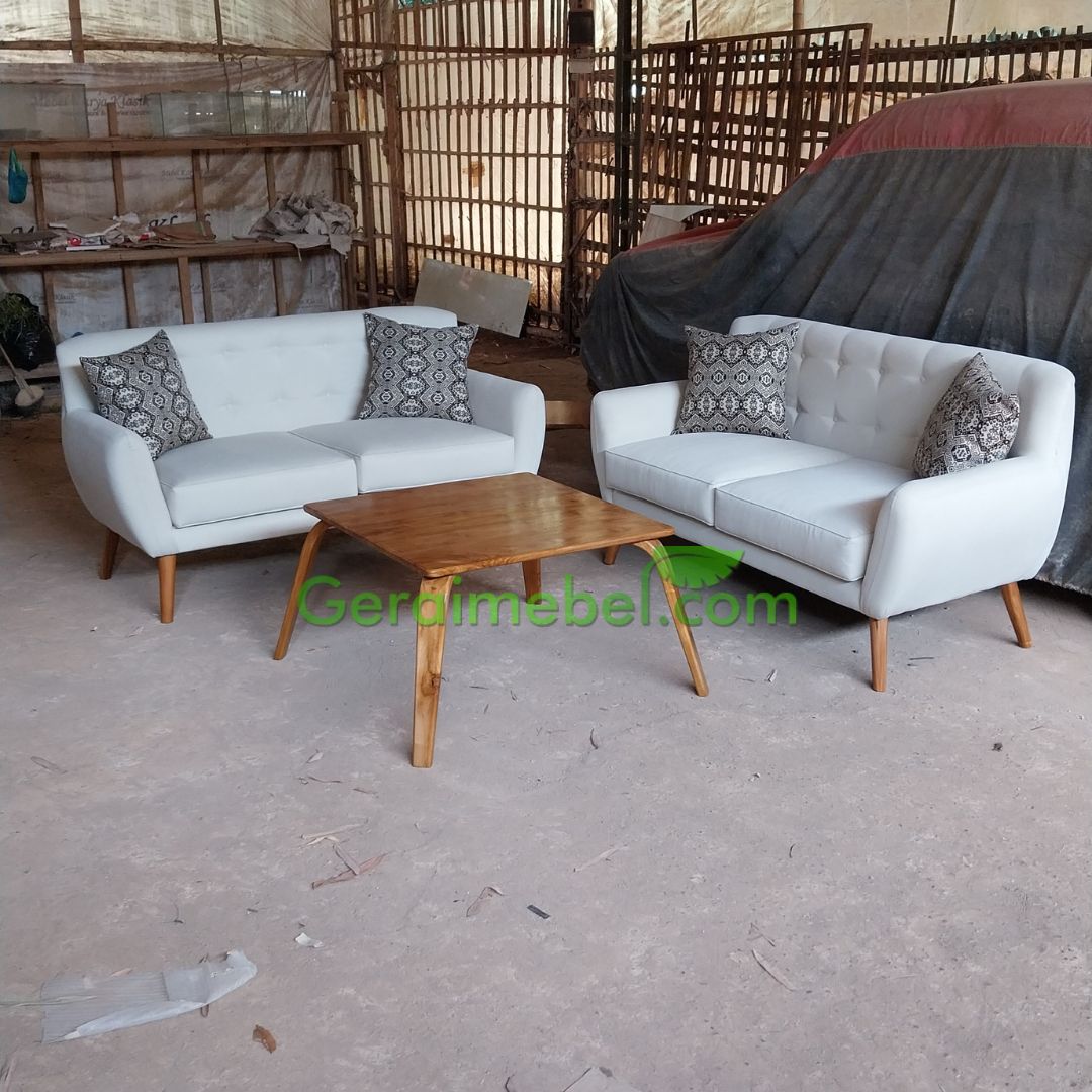 kurso sofa tamu retro set minimalis