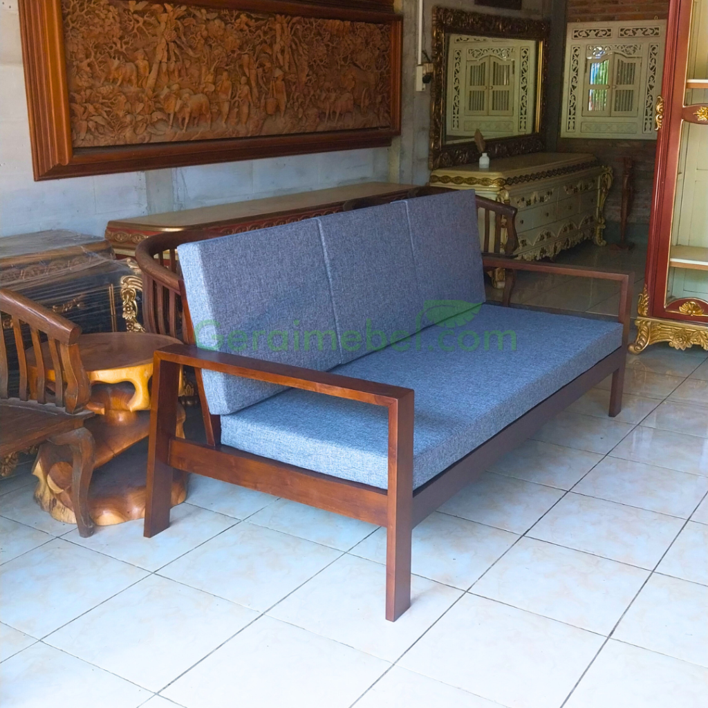 Bangku Sofa Living Minimalis Kayu Jati Untuk Dekorasi Ruang Keluarga