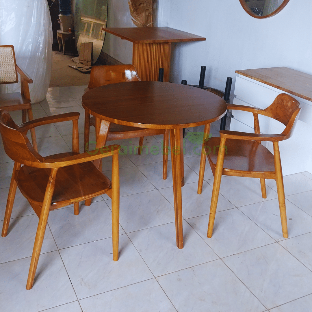 Set Meja Makan Bulat Minimalis 3 Kursi