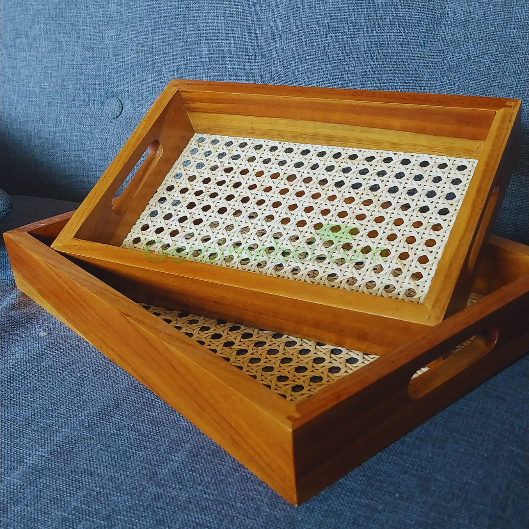 nampan rotan kayu jati