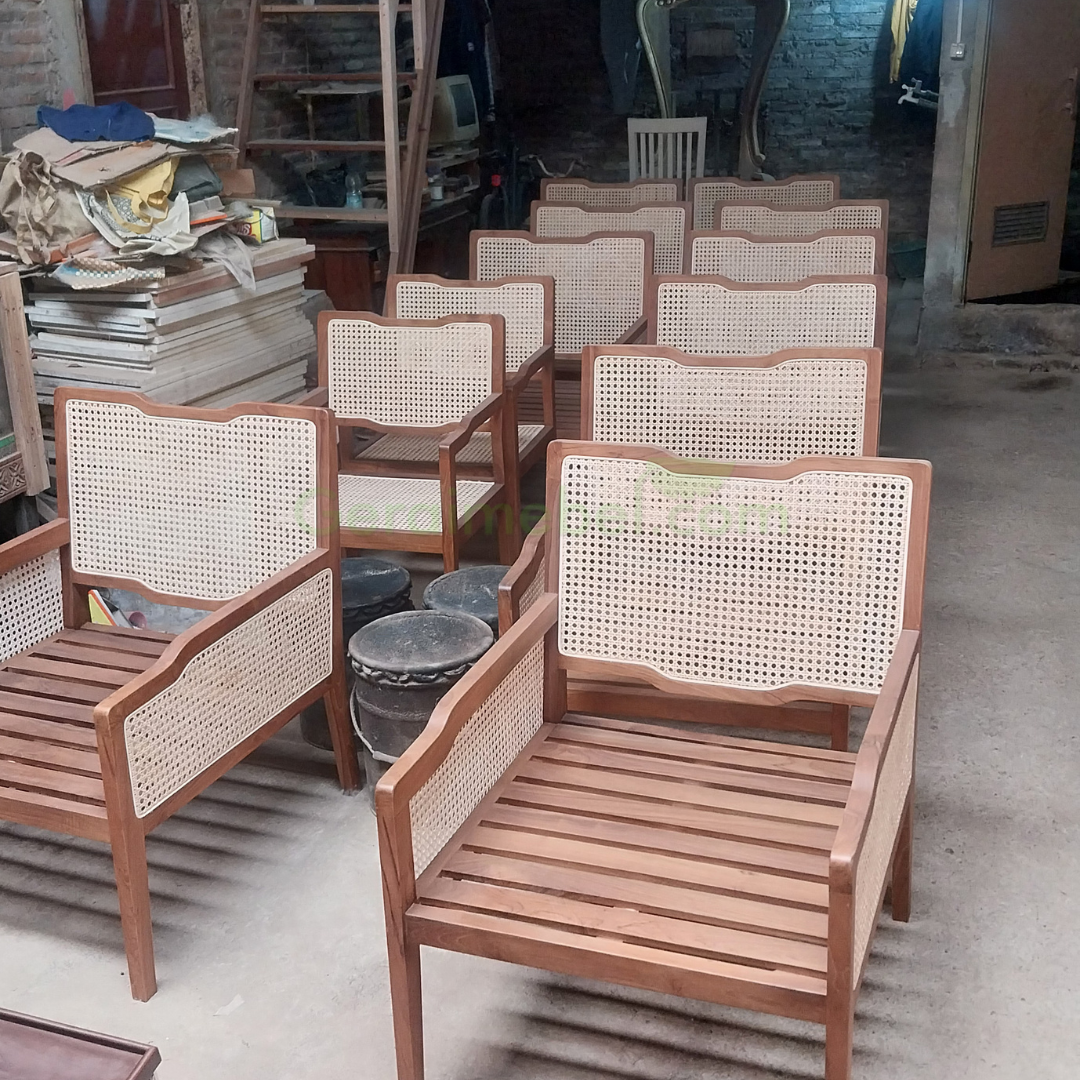 Kursi Kayu Jati Rotan