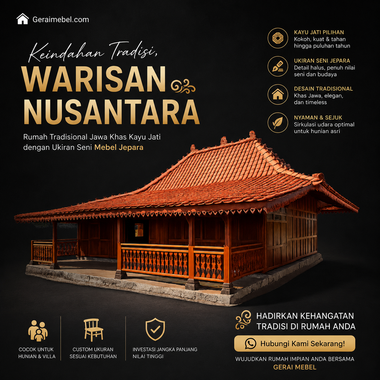 Rumah Tradisional Jawa Kayu Jati Jepara